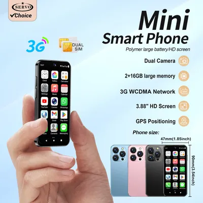 SERVO 19E Mini Android10.0 Smartphone 3G WCDMA 2 GB RAM 16 GB ROM 3,88 Zoll Display Dual Kamera Dual SIM Play Store Kleine Mobiltelefone