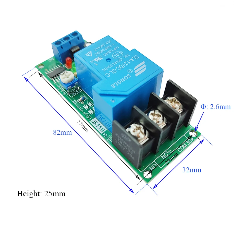 Zeitverzögerungsrelaismodul Triggle Timer Steuerschalter DC12V 24V High-Power 30A 1-10000s Verzögerung einstellbar Ausschalten Leitung Image