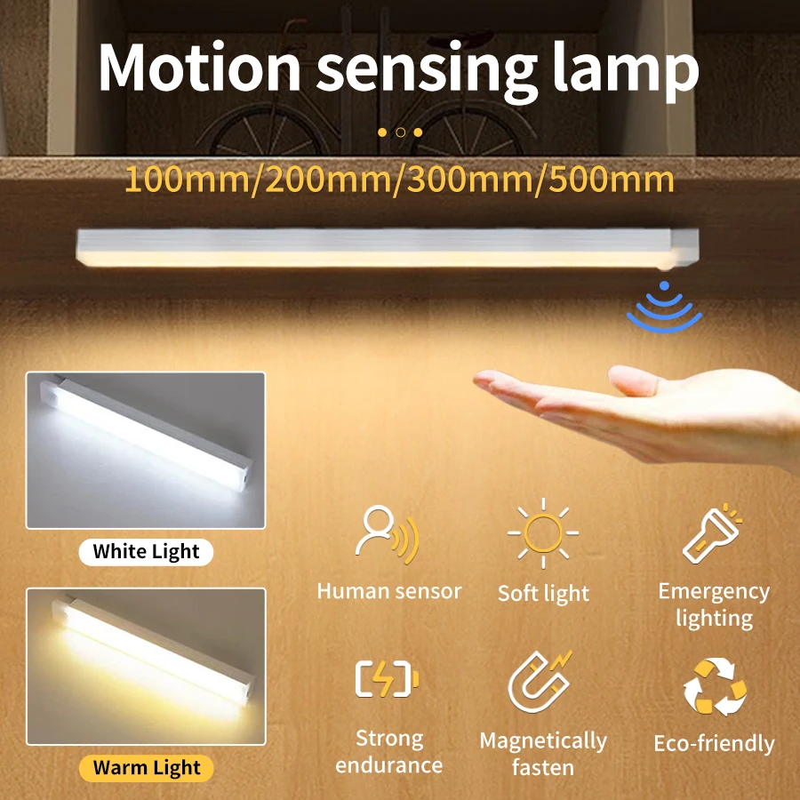 Motion Sensor Licht Drahtlose Wiederaufladbare LED Nachtlicht Schrank Schrank Garderobe Lampe Dimmbare Tragbare Induktion Schrank Lampe