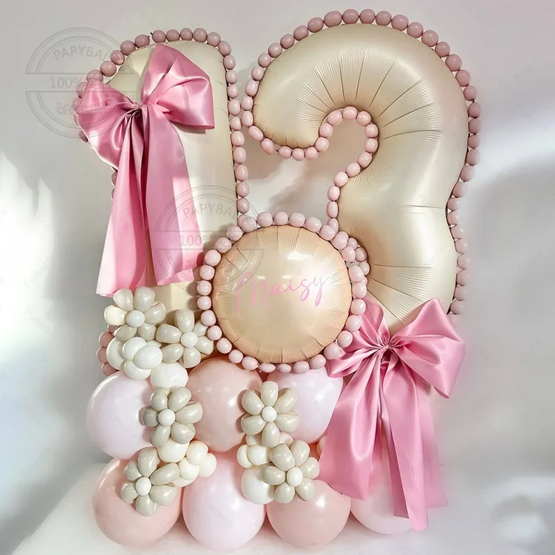 1 Satz rosa Prinzessin Hochzeitsballons Ballonsäule 40 50 60 Alles Gute zum Geburtstag Jubiläum Babyparty Geschlecht offenbaren Dekorzubehör Image