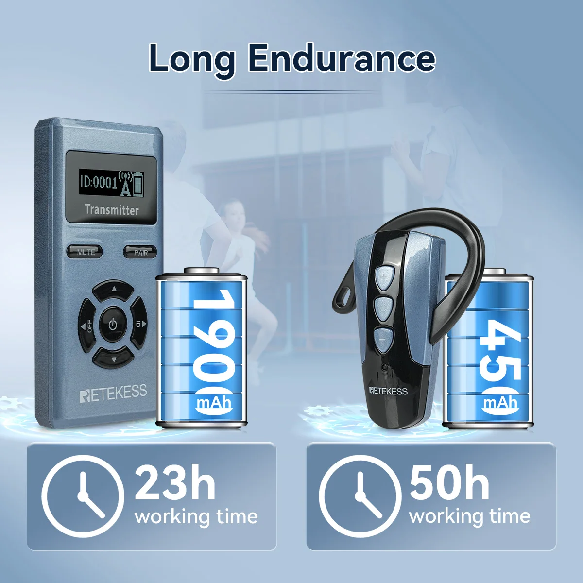 Retekess TT106S Ohrbügel-Gerichtssystem, Sprach-Audioübertragung mit Mikrofon, Konferenzübersetzungssystem für Konferenzen Image