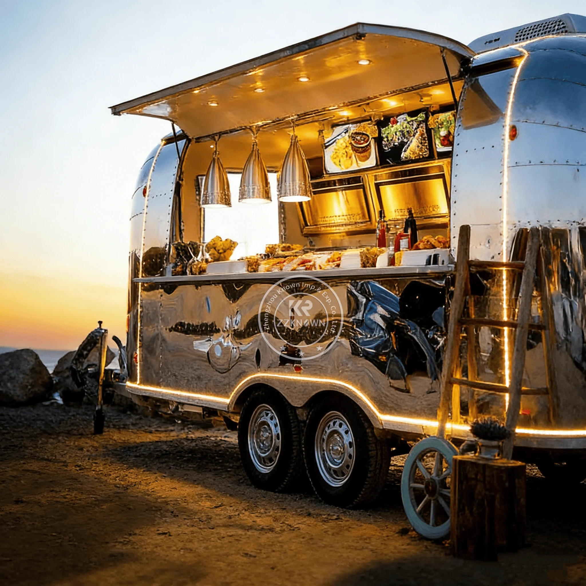 Camion de nourriture des États-Unis avec remorque de nourriture pour barbecue à concession de cuisine complète avec porche Camion de nourriture personnalisé entièrement équipé