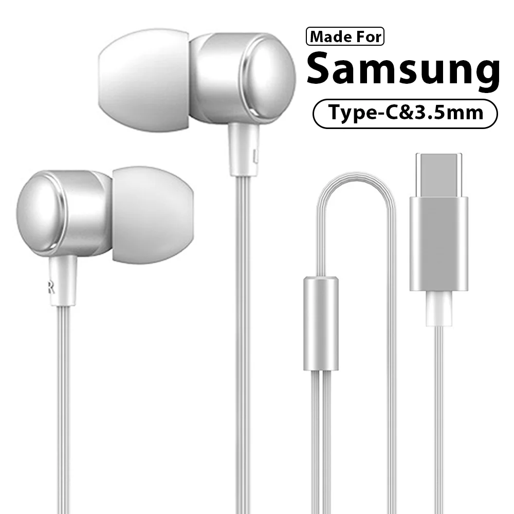 Tipo C Cuffie cablate HiFi Stereo con microfono Auricolari per Samsung Galaxy S25 S24 S23 Ultra Nota 20 10 A53 USB C Cuffie da 3,5 mm