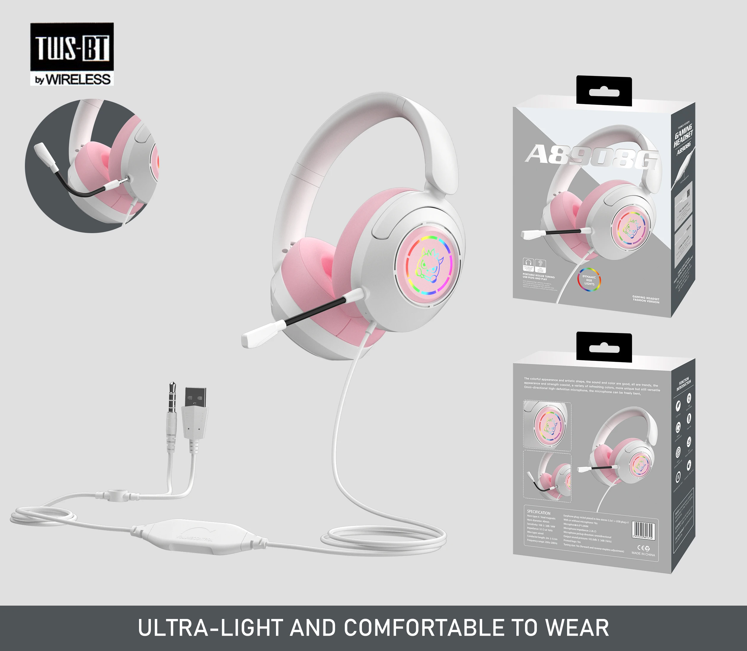 Auricolari originali Cuffie da gioco cablate Cuffie cablate da 3,5 mm sopra l'orecchio con microfono Auricolari stereo Sport per telefoni PC PS4