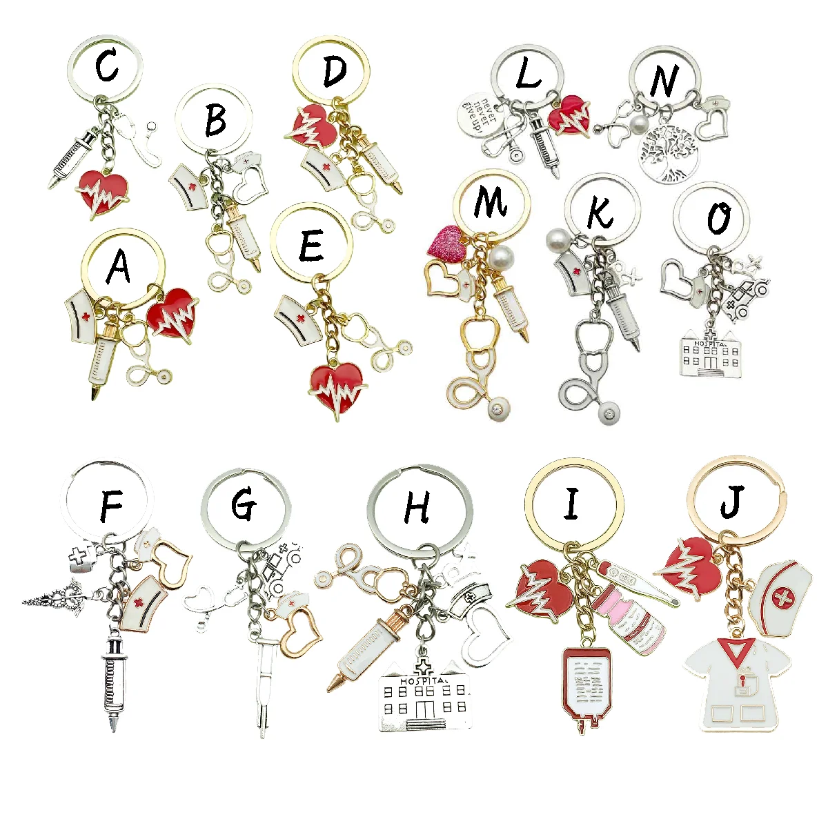 Arztspritze, Krankenschwestermütze, Stethoskop, Schlüsselanhänger, Tasche, Anhänger, Geschenk für Krankenschwestern, Schlüsselanhänger Image
