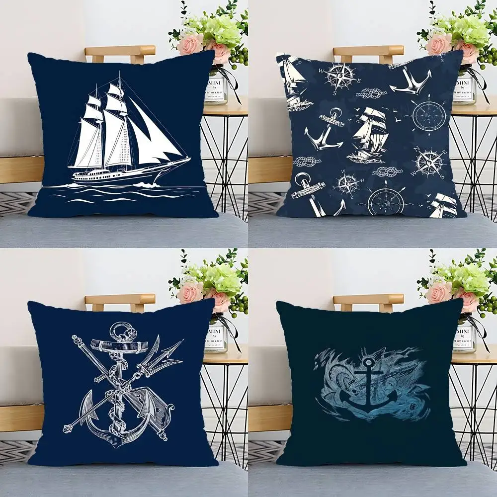 Rustikaler nautischer Kissenbezug, Kissenbezug, Polyester-Kissenbezug, dekoratives Sofakissen, Kissenbezug, Heimdekoration Image