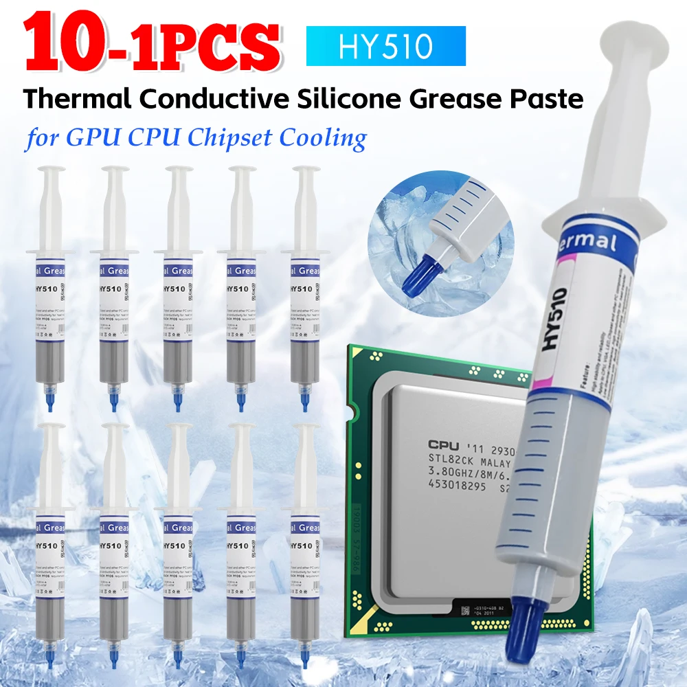 1-10PCS HY510 Wärmeleitfähige Verbindung Silikonfett Wärmeleitpaste für GPU CPU Chipsatz Kühlung Grau Kühler Image