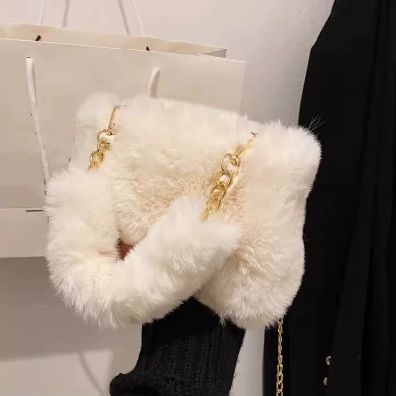Sac fourre-tout en fausse fourrure pour femmes, sac à bandoulière d