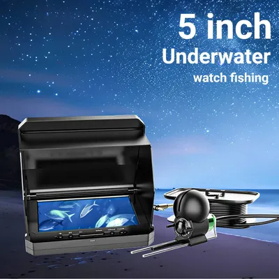 GUANMOU Underwater Fishing Camera 5'' HD 1080P Ice Fishing Camera IR & LED Portable Fishing Finder for Dark Ice Fishing