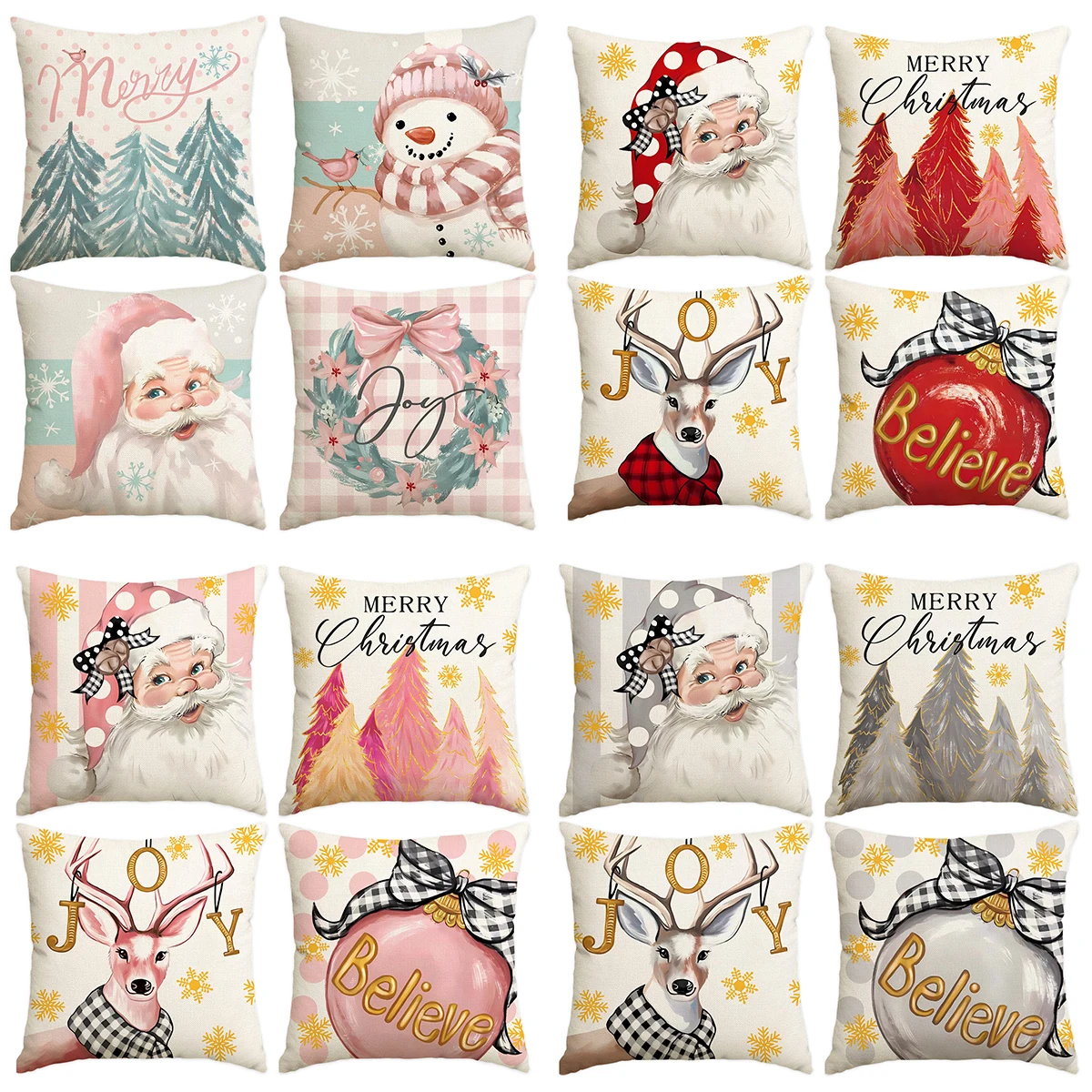 1pc/4 stücke Frohe Weihnachten Kissen bezug, Weihnachts baum Rentier Santa Claus Wohnzimmer Sofa Dekoration Kissen bezug Image