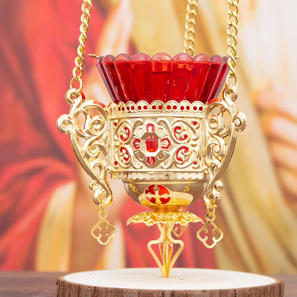Hängende östliche orthodoxe Öllampe, dekorative KirchenÖllampe, für religiöse Zeremonie, Heimdekoration