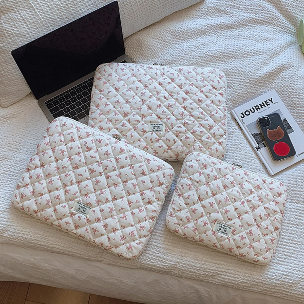1 Pc Chic fleur imprimé matelassé pochette d
