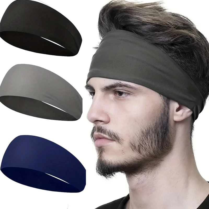 Atmungsaktives Sport-Stirnband, Schweißband, dehnbar, elastisch, für Fitnessstudio, Fitness, Laufen, Yoga, Männer und Frauen, Kopfbedeckung, schnell trocknende, saugfähige Haarbänder Image