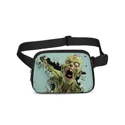 Men's Halloween Zombie Crossbody Chest Bag – Scary 3D Print Sling Pack, Casual Travel Waist Fanny Pack for Party Streetwear