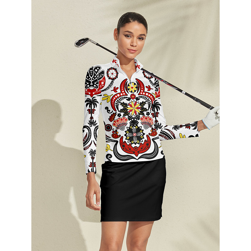Women's Golf Polo Shirt Black Long Sleeve Top Ladies Golf Attire Clothes Outfits Wear Apparel