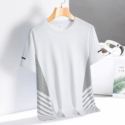 Men's T shirt Short Sleeve Crew Neck Tee Tshirt Muscle T-Shirt Short Sleeve Shirt Outdoor Quick Dry Workout Soft Polyester Patchwork Black White Royal Blue Gym Climbing Camping / Hiking / Caving