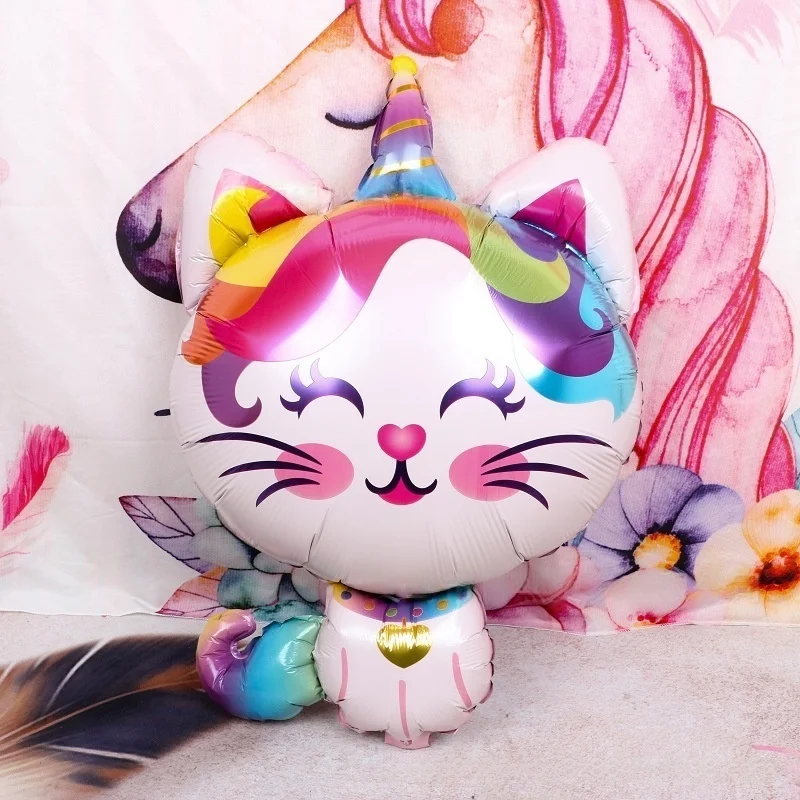 6Pcs/set Rainbow Unicorn Cat Gradient Digital Set Party Balloon Children Adult Birthday Decoration Decoration Gift