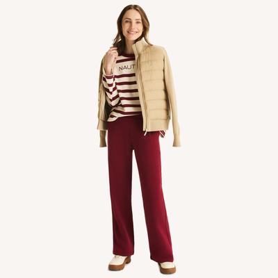 Nautica Women's Wide Leg Fleece Sweatpant Rogue Red, L