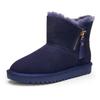 Winterboots ARA "ALASKA Zip", Damen, Gr. 40, ozean zip, Veloursleder, Lammfell, unifarben, sportlich, Schuhe, Stiefel aus echtem Lammfell mit Reißverschluss, G-Weite (weit)