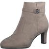 Stiefelette TAMARIS, Damen, Gr. 36, grau (taupe), Textil, unifarben, Veloursleder, elegant, Schuhe, Trichterabsatz, Abendschuh mit elegantem Zierriemchen mit Logoemblem