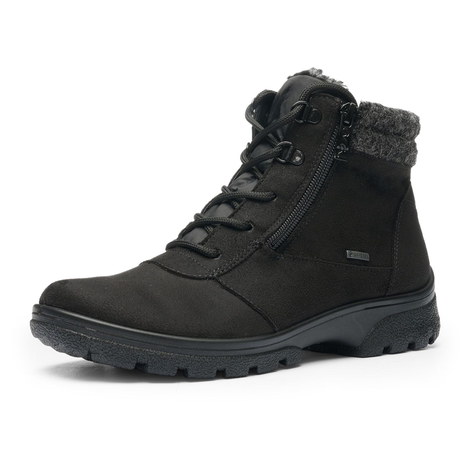 Winterboots ARA "SAAS FEE", Damen, Gr. 5 (38), schwarz, Filz, Textil, Veloursleder, Basic, Schuhe Winterboots, mit Reißverschuss, G-Weite