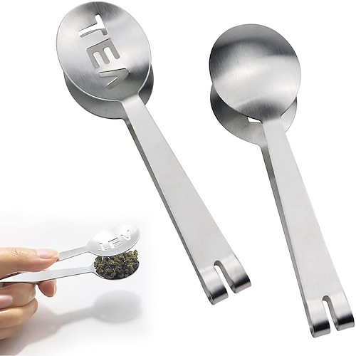 Teebeutelpresse aus Edelstahl, Teebeutelhalter, Siebclip, Teebeutellöffel, Teebeutelzange für losen Tee, zum Greifen von Eiswürfeln und Lösen von Blättern Image