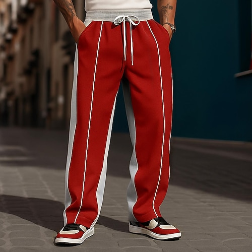 Herren Jogginghose Jogginghose mit weitem Bein Sporthose Hose Jogginghose mit offenem Saum Kordelzug Elastischer Bund Einfach Feuchtigkeitsableitend Atmungsaktiv Volle Länge Outdoor Sport im Freien Image