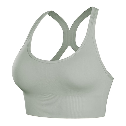 Damen BH-Oberteil Sport-BH Unterwäsche Racerback Verbrannte Kalorien Sport Überkreuzter Rücken Einfarbig Sport Sportkleidung Schwarz Gelb Laufen Fitness Yoga Image