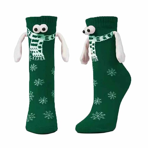 Magnetische Socken, Weihnachtssocken der Winteredition, rote Weihnachtsstrümpfe mit Schaldesign, dekorative magnetische Socken mit großen Augen zum Halten der Hände, festliche Weihnachts- und Halloween-Dekoration Image