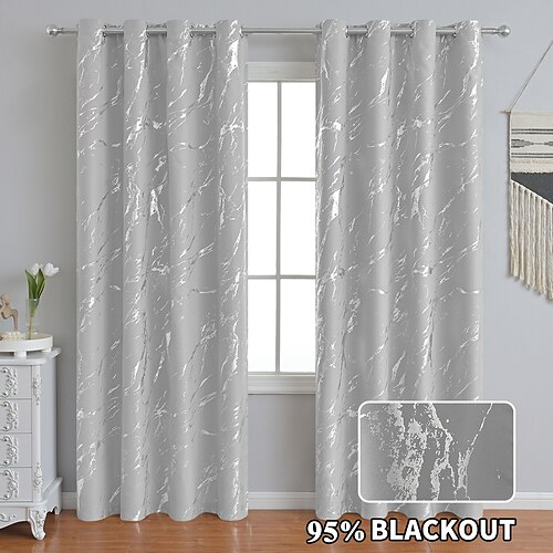 Grenzüberschreitende Verdunkelungsvorhänge mit luxuriösem Marmordruck und Gold- und Silberfolie, hochpräzise Sonnenschutzvorhänge für das Wohnzimmer, fertige Paneele Image