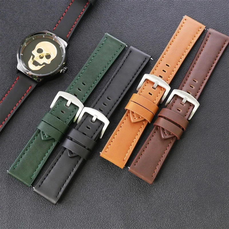 Quick Release Crazy Horse Leder Universal Retro Uhrenarmband Uhr Lederarmband 18mm 20mm 22mm 24mm Image