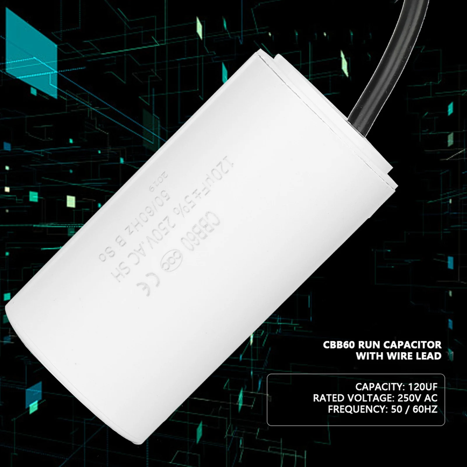 CBB60 Kondensator CBB60 Betriebskondensator mit Draht 250 V AC 120 uF 50/60 Hz für Motorluftkompressor Betriebskondensator Motorkondensator Image