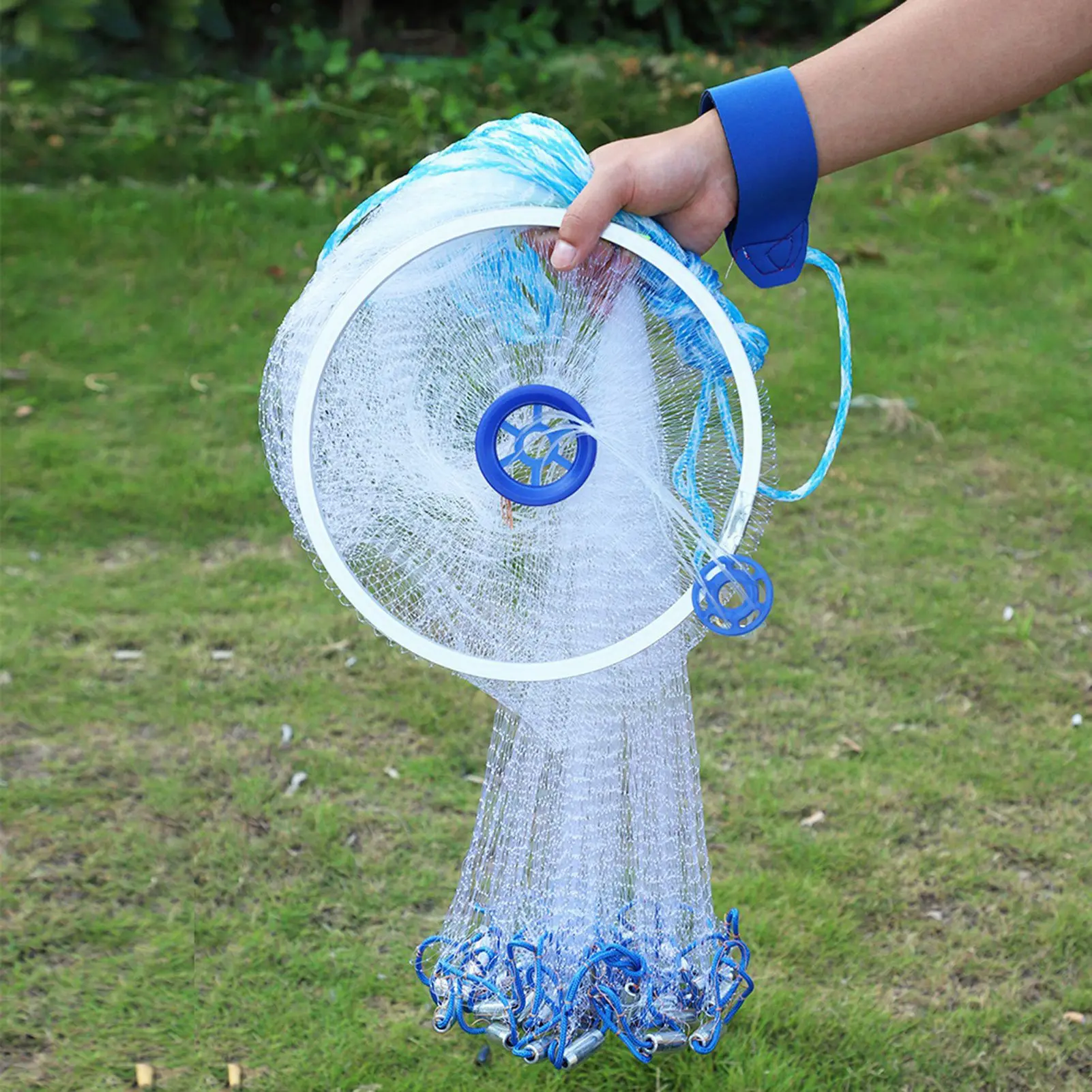 Handwurf Fischernetz Nylon Fischernetz Outdoor Nylon Monofilament Guss Handwurf Angeln Mesh Net Fischernetz Image