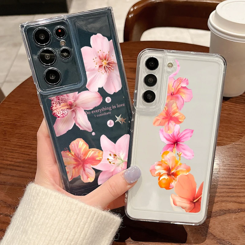Lily Flowers Klare Handyhülle für Samsung Galaxy A17 5G A55 A56 A16 A36 A35 A15 S25 Edge S23 S24 Ultra S22 S24 FE Silikonhülle