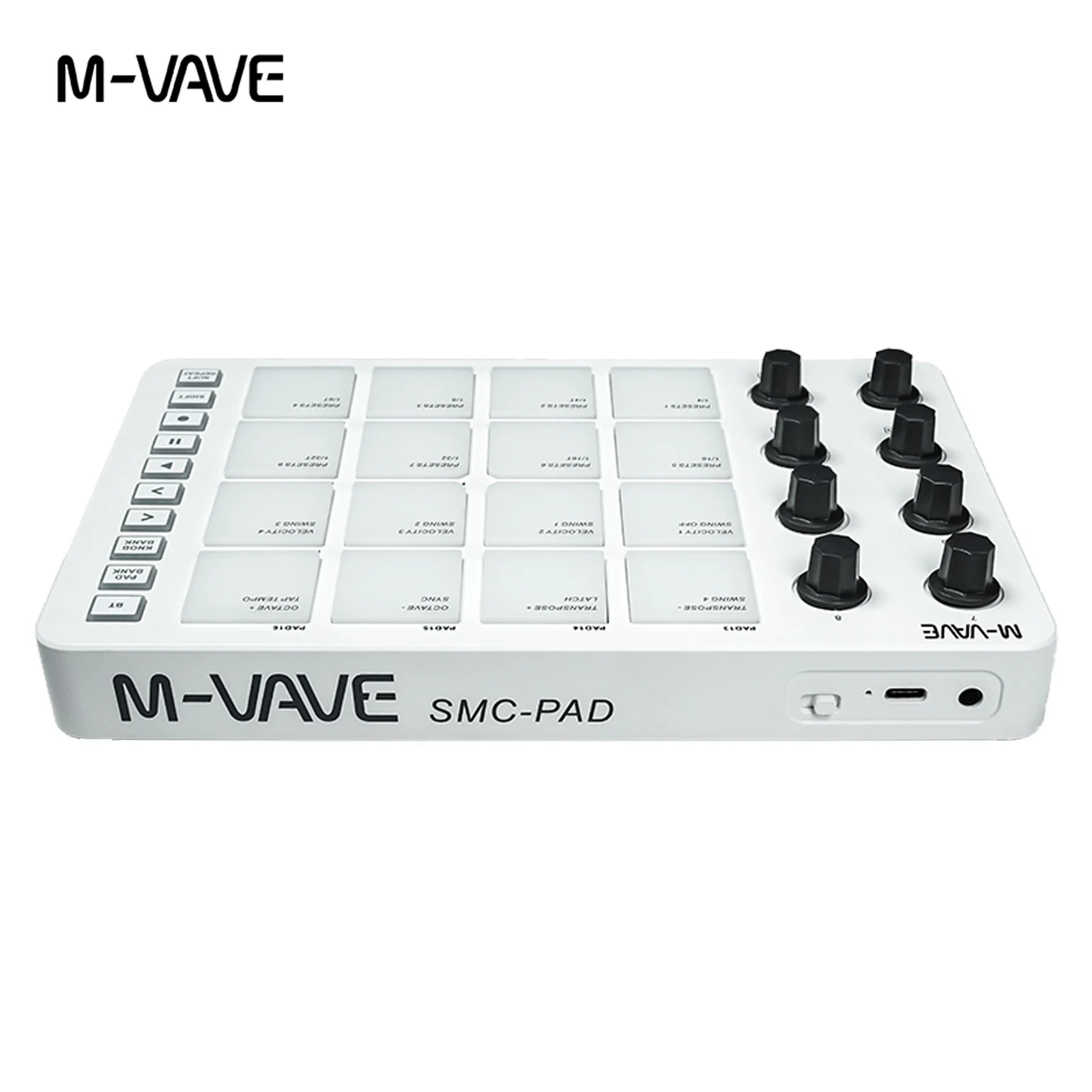 M-VAVE SMC-PAD USB-C Tragbarer kabelloser MIDI-Controller, wiederaufladbar, 16 RGB-Pads, 8 Aufgabenfähige Knöpfe, geeignet für Anfänger Image