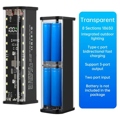 DIY Shell 8*18650 Battery Holder Power Bank Case DIY Kit Fast Charging Mobile Power Kits No Soldering Rechargeable Battery Box
