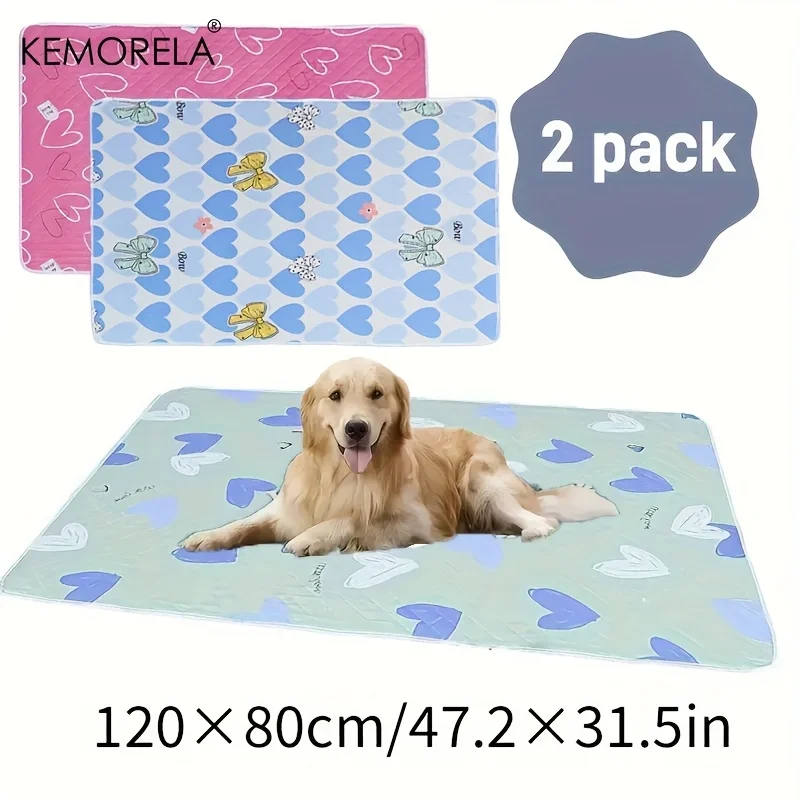 2 waschbare Hunde-Urin-Pads, wiederverwendbare Hunde-Trainingsunterlage – ultra-saugfähige, rutschfeste Haustier-Pipi-Matte für Hunde, Katzen und kleine Tiere Image