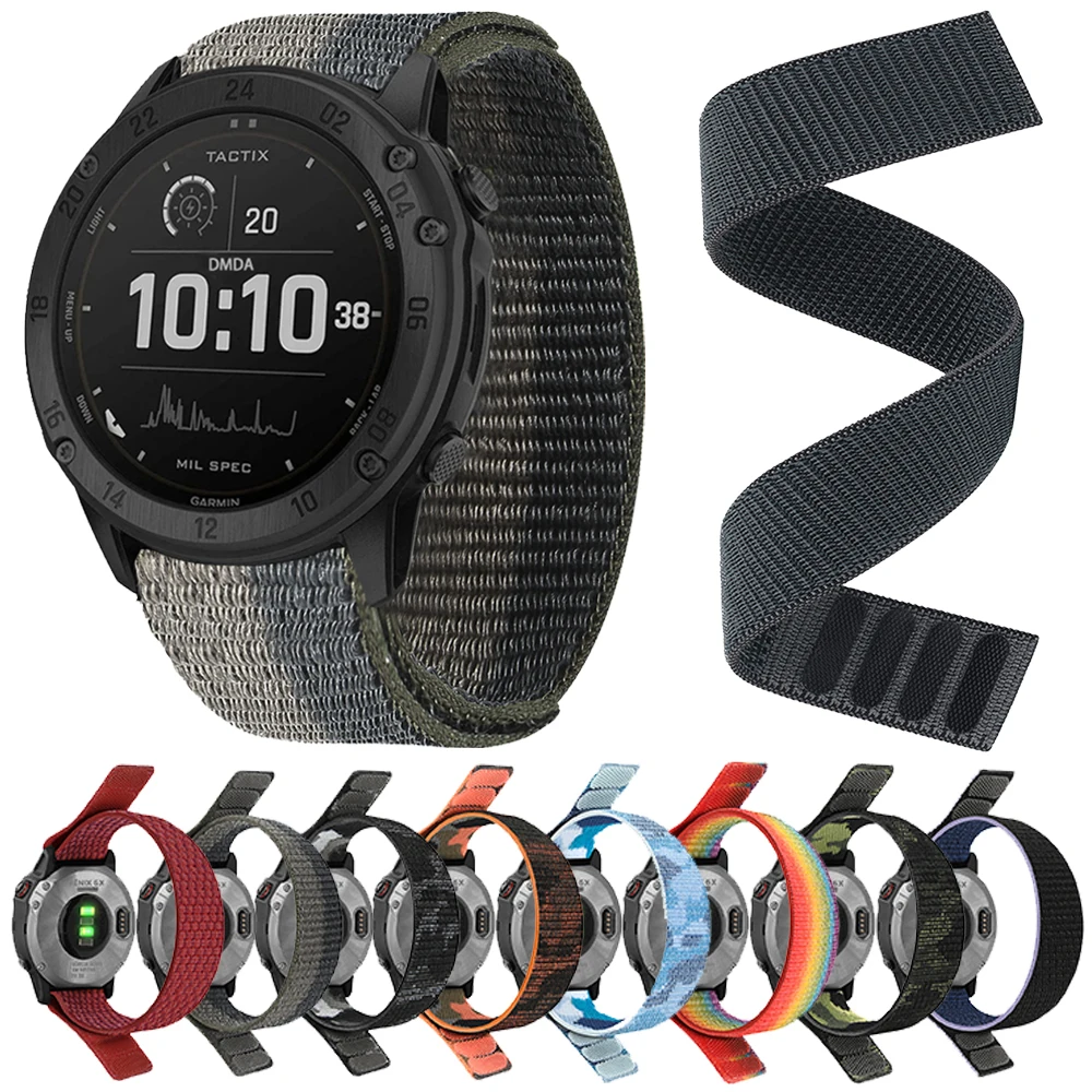 22 mm 26 mm QuickFit Nylon-Schlaufenarmband für Garmin Tactix 7 AMOLED Delta Bravo Band für Garmin Fenix 7X 6 PRO 5 3 geflochtene Uhrenarmbänder Image