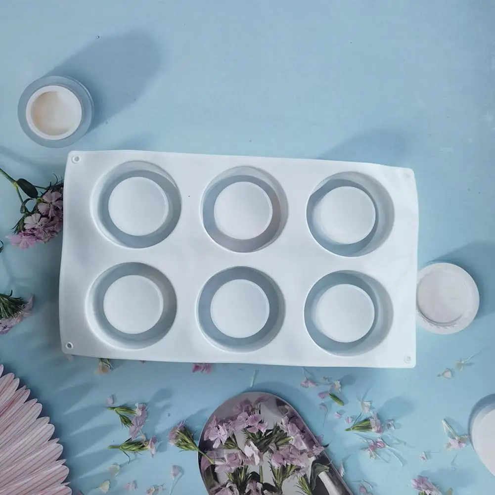 6-Loch Zylindrische Mousse Kuchen Silikon Form DIY Französisch Hohl Tasse Gebäck Schokolade Pudding Gelee Muffin Tasse Pie Backen werkzeuge Image
