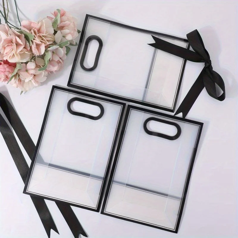 Transparente handgehaltene Geschenktüte, Blumenverpackungstasche für Partys, perfektes Geschenk für die Braut/Souvenir, Geschenktüte zum Geburtstag/Hochzeit. Image