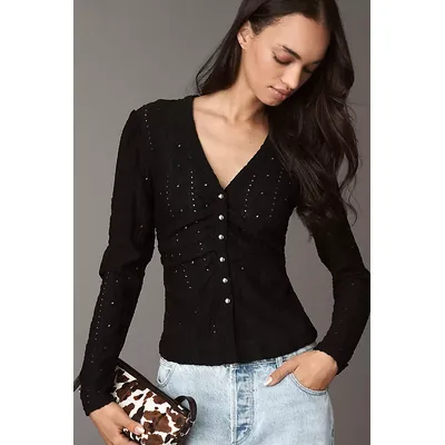 Maeve Textured Eyelet Top