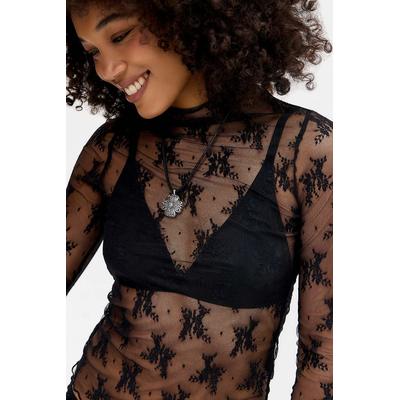 UO Lace Funnel Layer Top - Black S at Urban Outfitters