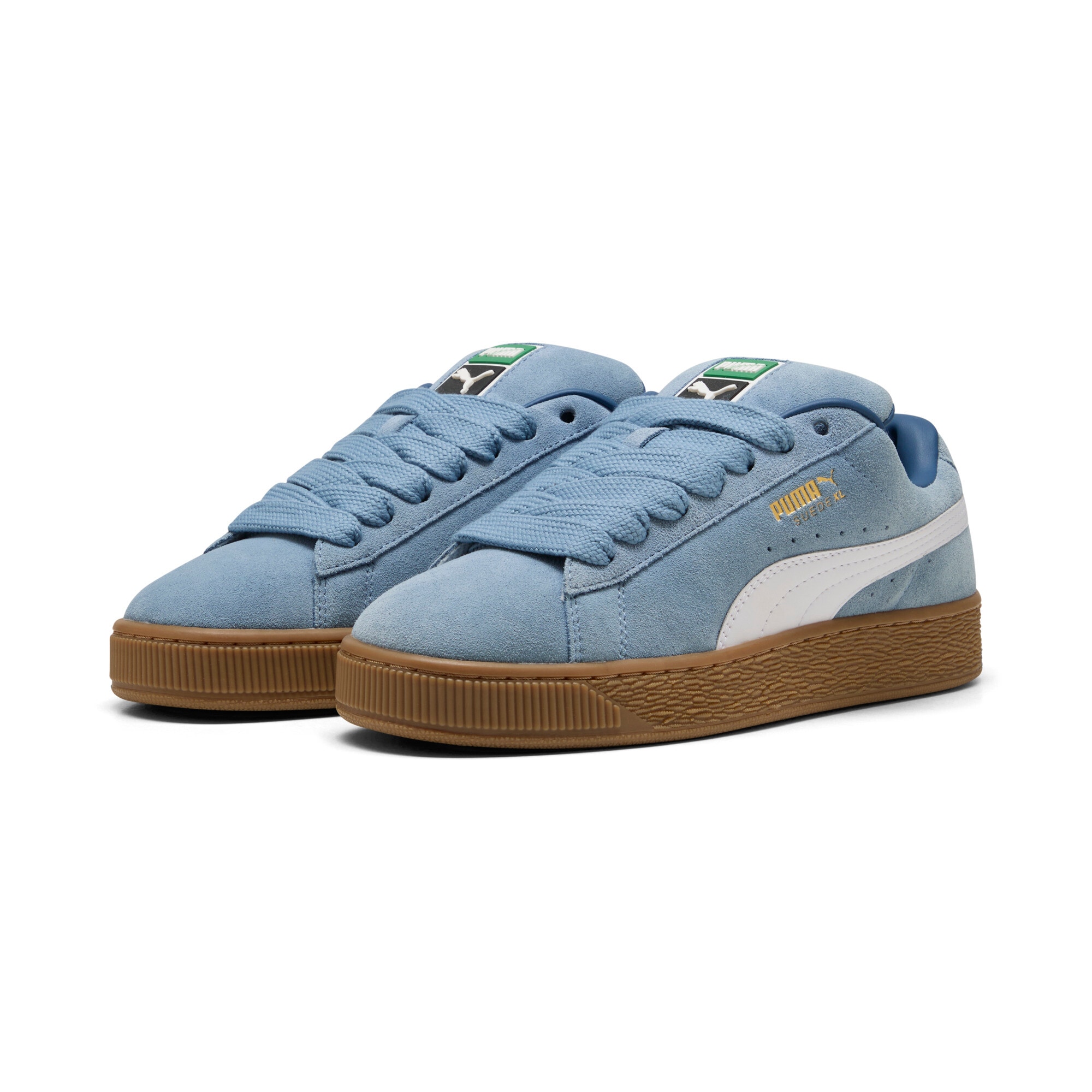 Sneaker PUMA "SUEDE XL", Damen, Gr. 47, blau (cool blau, gum), Leder, mehrfarbig, Schuhe Sneaker