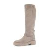 Stiefel GABOR, Damen, Gr. 42, Normalschaft, beige (hellbeige), Veloursleder, unifarben, modisch, Schuhe, Blockabsatz, Langschaftstiefel, Reißverschlussstiefel mit Ziernähten