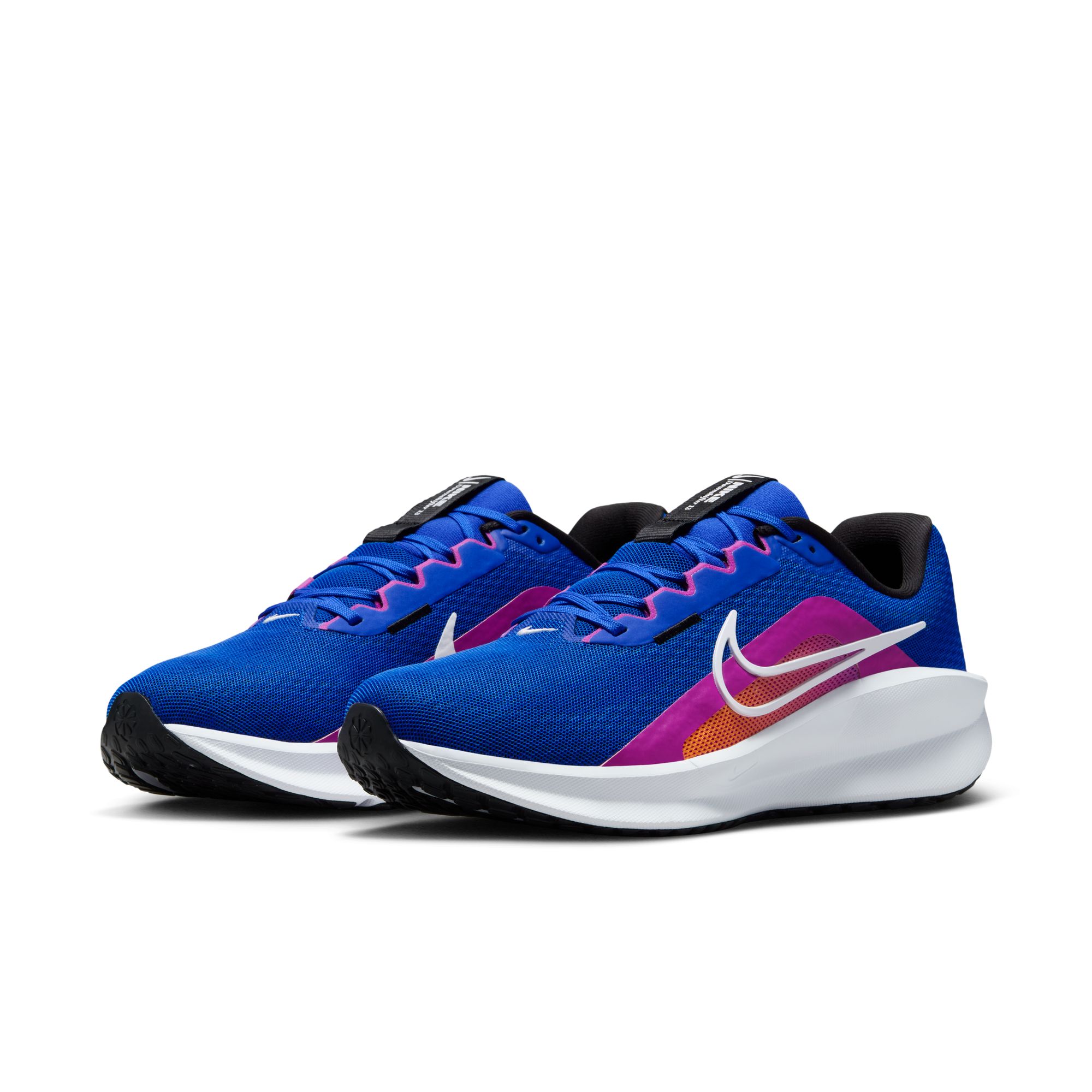 Laufschuh NIKE "DOWNSHIFTER 13", Gr. 47,5, weiß (racer blau, weiß, hyper violet), Textil, Sportlich, Schuhe