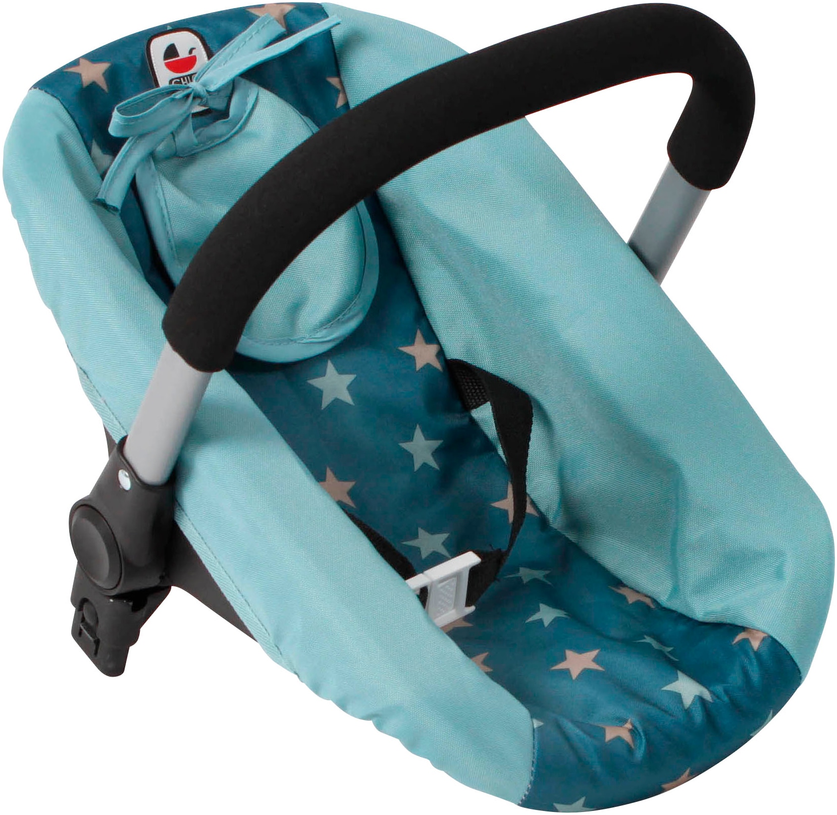 Puppen Autositz CHIC2000 "mit Adapter", sternchen türkis, Puppenausstattungen, KinderB:30cm H:35cm T:30cm, Kunststoff, Polyester, Stahl, passend für Puppenwagen Mika, Nele, Jara, Linus und Linus Duo, B:30cm H:35cm T:30cm