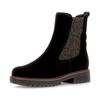 Chelseaboots GABOR "KOS", Damen, Gr. 38, schwarz, Veloursleder, Elastischer Einsatz, unifarben, Basic, Schuhe, Blockabsatz, Stiefelette mit meliertem Stretcheinsatz, in Extraweite K