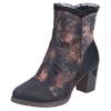 Stiefelette RIEKER, Damen, Gr. 39, schwarz, antik, Lederimitat, Textil, Antik-Look, Glanzfaden, elegant, Schuhe, Trachtenstiefelette, Festtagsstiefelette, Blockabsatz, mit Warmfutter