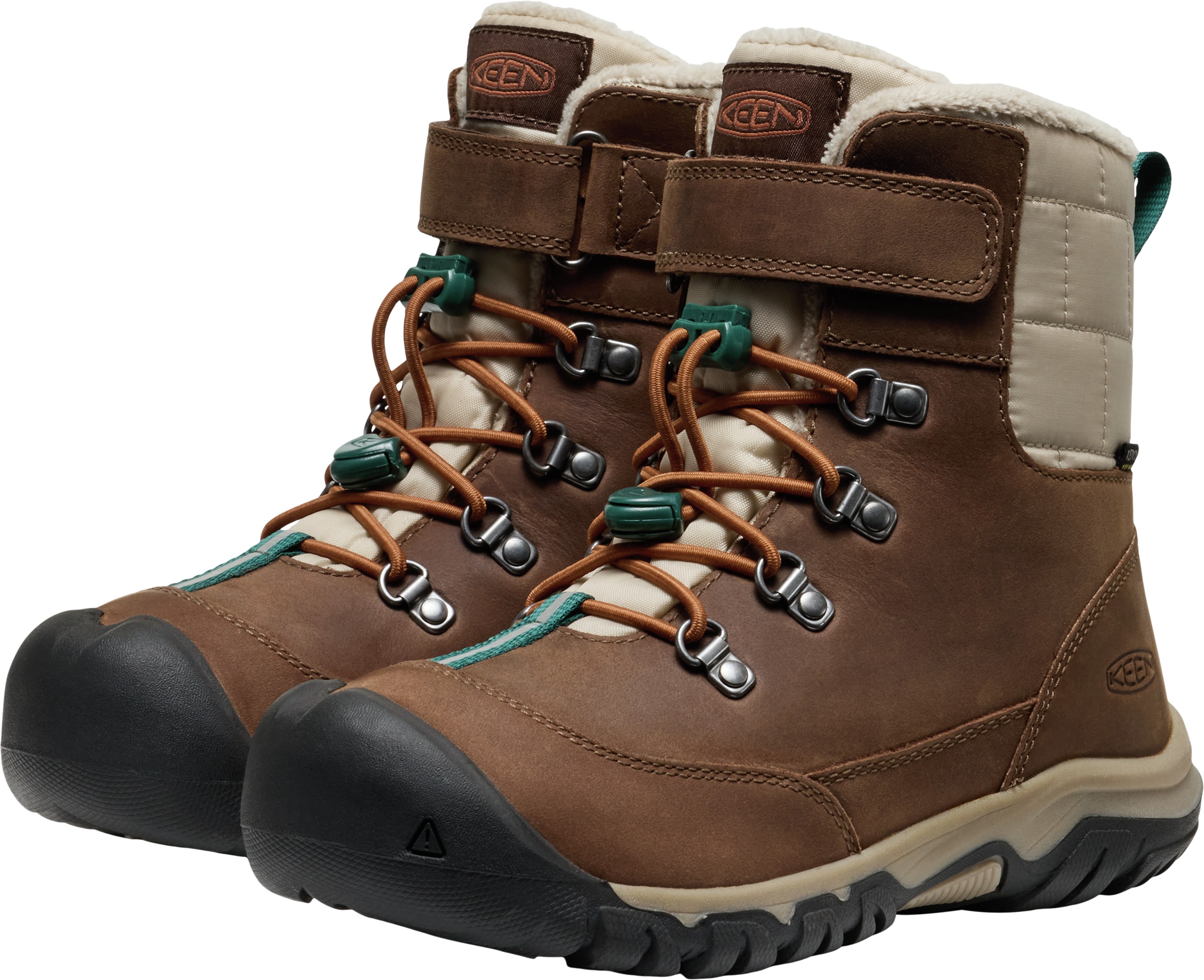 Winterstiefel KEEN "KANIBOU WP", Damen, Gr. 37, schwarz earth, roasted pecan, Leder, Textil, Sportlich, Schuhe