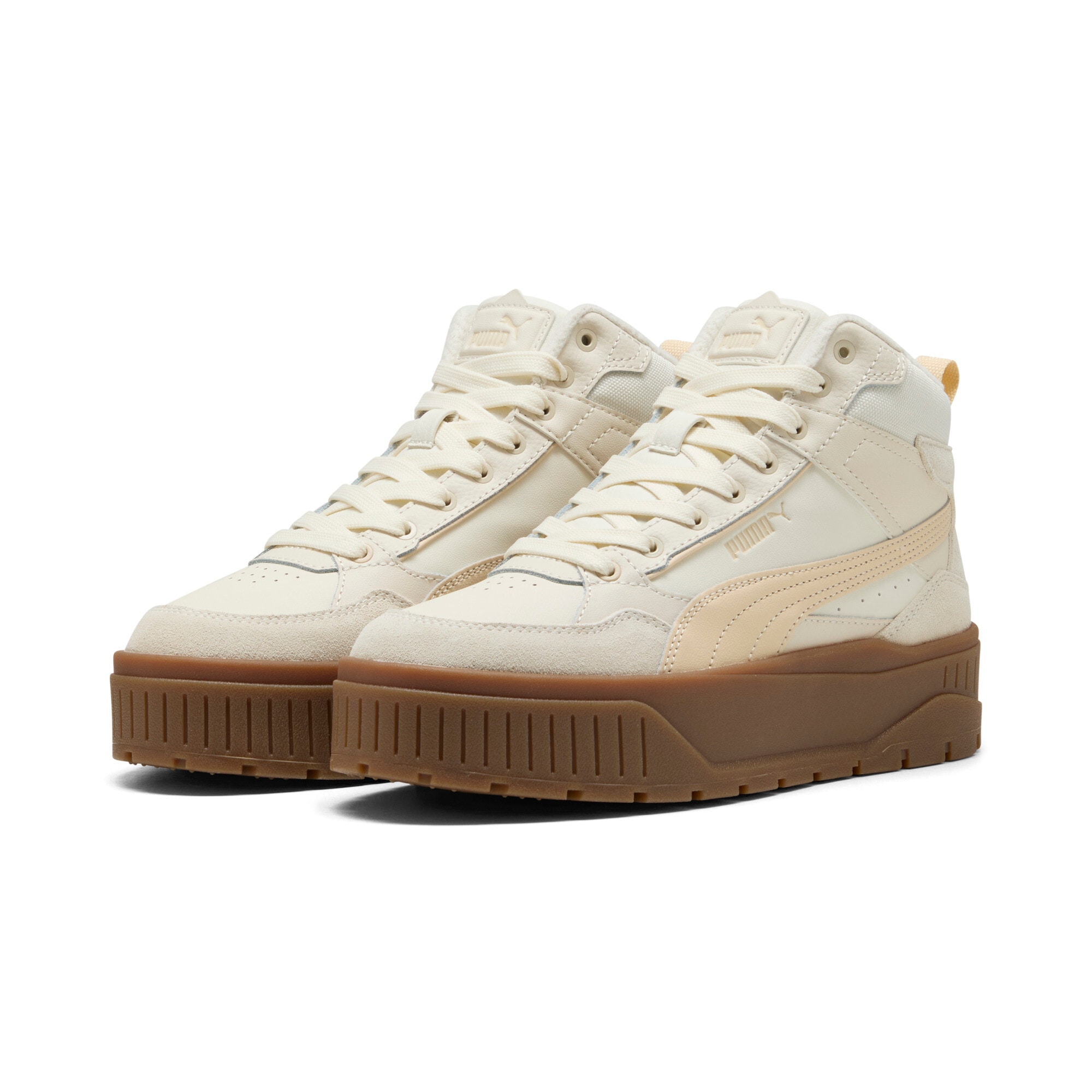 Winterboots PUMA "KARMEN II IDOL MID WTR", Damen, Gr. 40,5, beige (frosted ivory, canvas), Leder, Schuhe, Winterschuhe, Winterstiefel, Snowboots